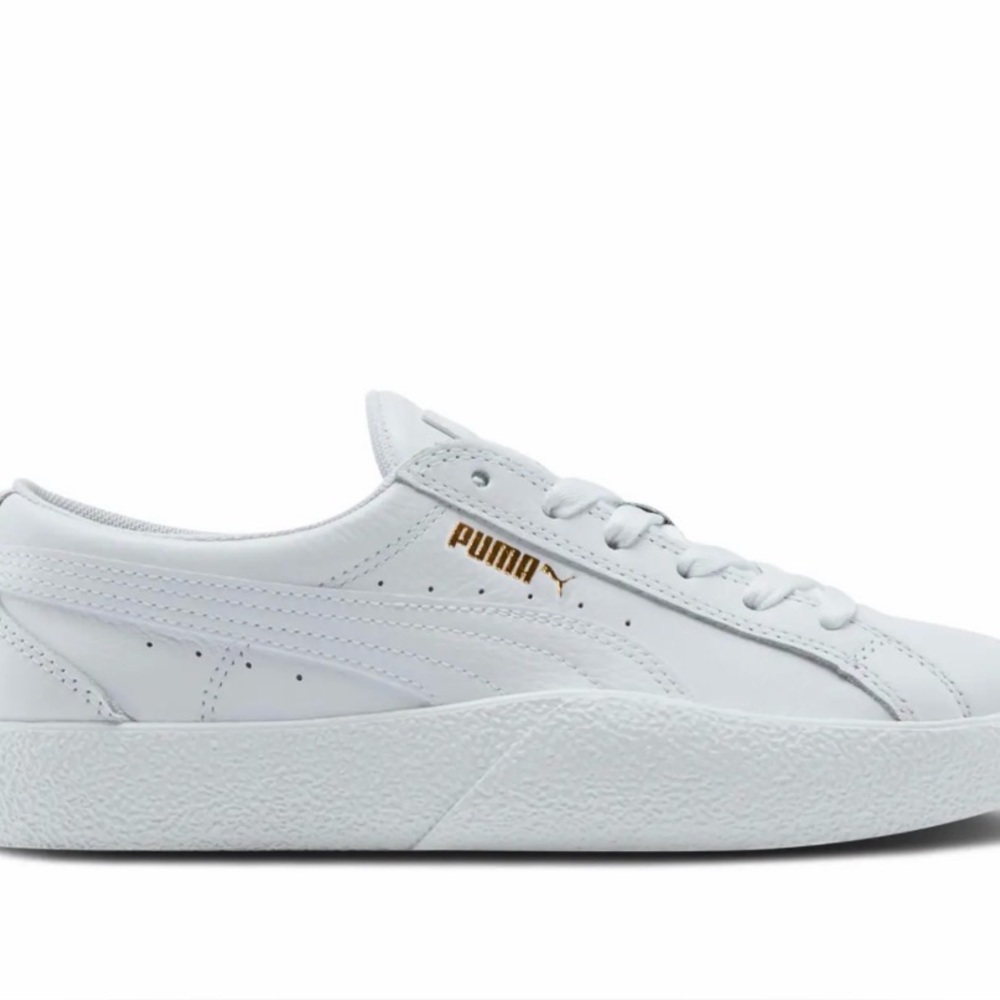 Puma White Low-Top Sneakers with Gold Accent
